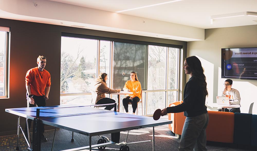 Students inside Brodie Hall